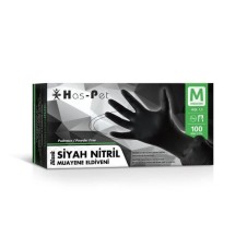 HASPET SİYAH NİTRİL PUDRASIZ MUAYENE ELDİVENİ MEDİUM