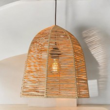 Kafes 30x35cm Bohem Avize Rüstik Avize Jüt Avize Doğal Avize Hasır Avize Tavan Aydınlatması Işık Led Ampul